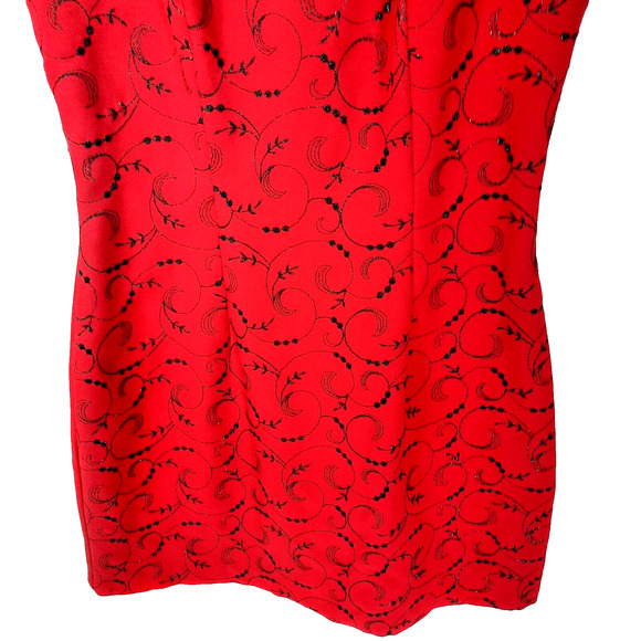 Vintage Y2K XOXO Glitter Embellished Mini Dress Size 7 Shimmer Red Black Goth - Picture 9 of 15